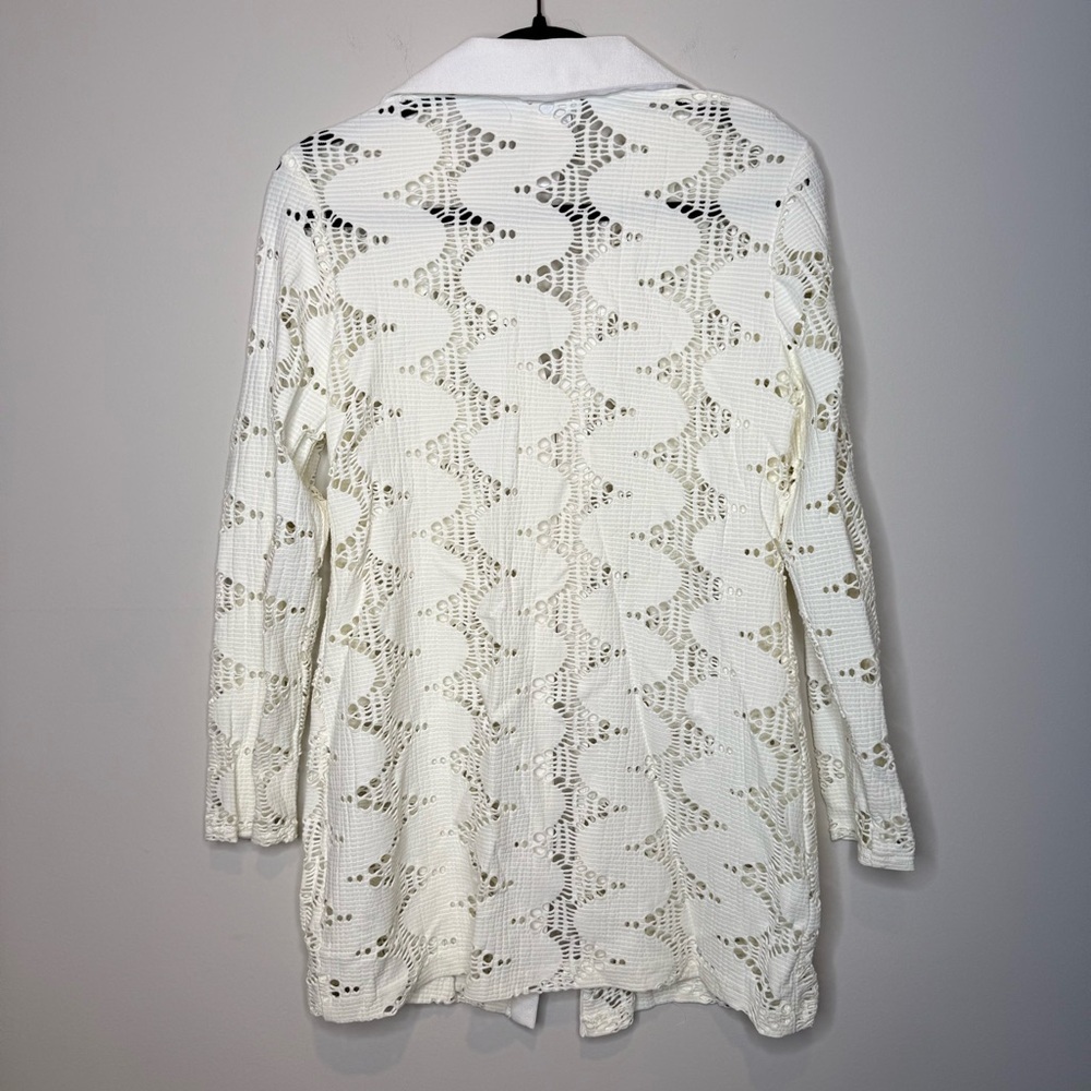 Joseph Ribkoff Ivory Lace Button-Up Top - Picture 5 of 5